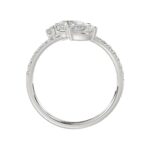 LADIES RING 1 1/4CT ROUND/PEAR DIAMOND 18K WHITE GOLD - Image 2