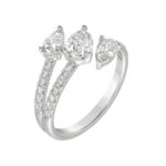LADIES RING 1 1/4CT ROUND/PEAR DIAMOND 18K WHITE GOLD - Image 4