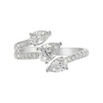 LADIES RING 1 1/4CT ROUND/PEAR DIAMOND 18K WHITE GOLD - Image 5