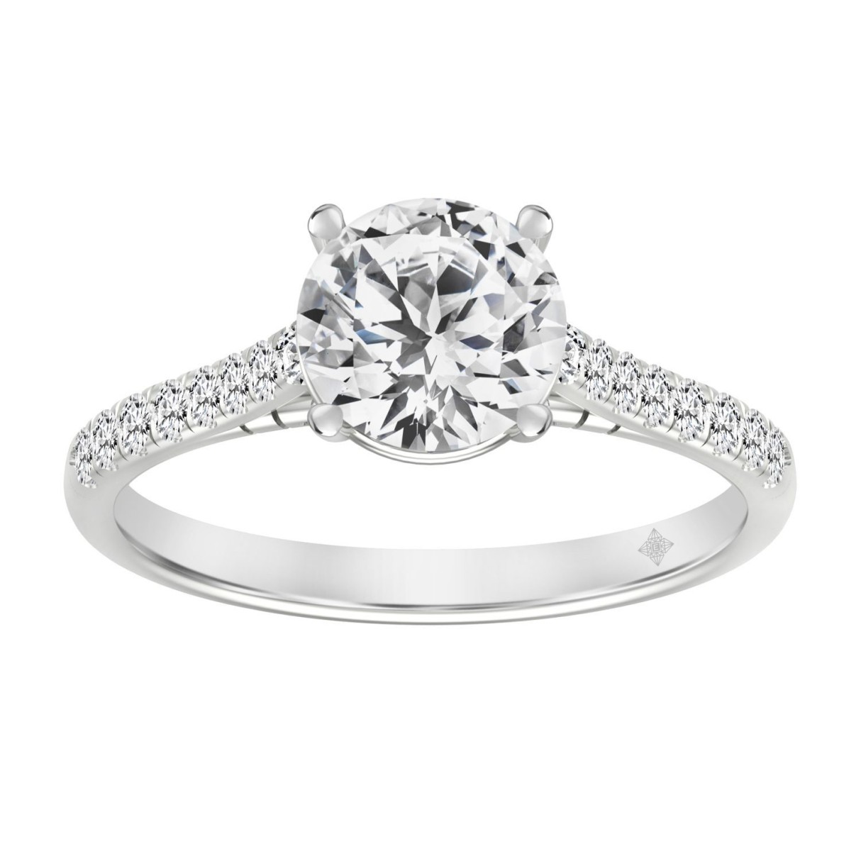 LADIES RING 1 3/4CT ROUND DIAMOND 14K WHITE GOLD (CENTER STONE ROUND DIAMOND 1 1/2CT ) - Image 1
