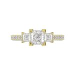 LADIES RING 1 3/4CT ROUND/PRINCESS DIAMOND 14K YELLOW GOLD (CENTER STONE PRINCESS DIAMOND 1CT ) - Image 5