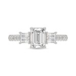 LADIES RING 1 7/8CT EMERALD/PRINCESS/ROUND DIAMOND 14K WHITE GOLD (CENTER STONE EMERALD DIAMOND 1CT ) - Image 4