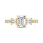 LADIES RING 1 7/8CT ROUND/EMERALD/PRINCESS DAIMOND 14K YELLOW GOLD (CENTER STONE EMERALD DIAMOND 1CT ) - Image 4