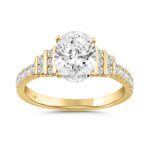 LADIES RING 2 1/2CT ROUND/OVAL DIAMOND 14K YELLOW GOLD (CENTER STONE OVAL DIAMOND 2.00CT)