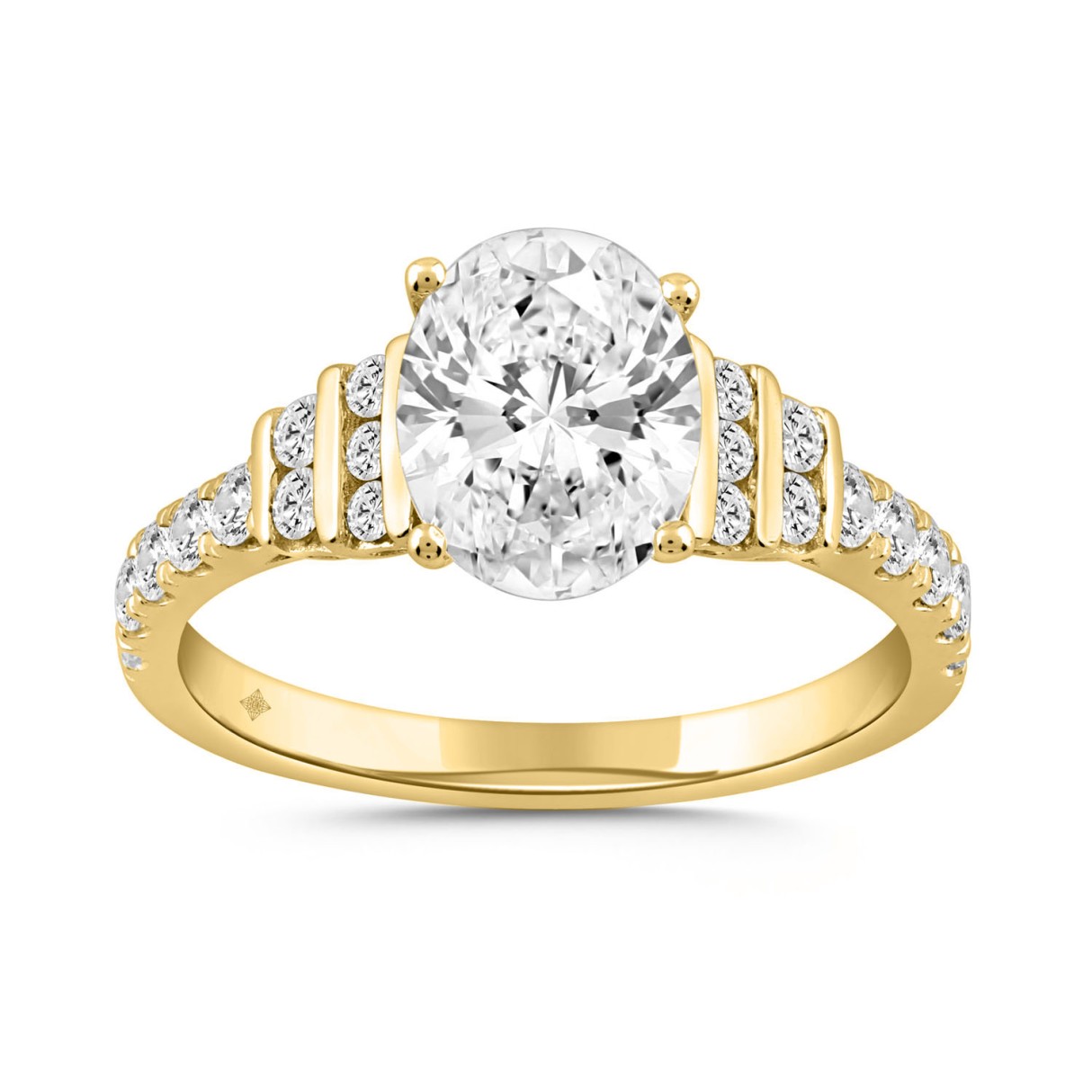 LADIES RING 2 1/2CT ROUND/OVAL DIAMOND 14K YELLOW GOLD (CENTER STONE OVAL DIAMOND 2.00CT) - Image 1