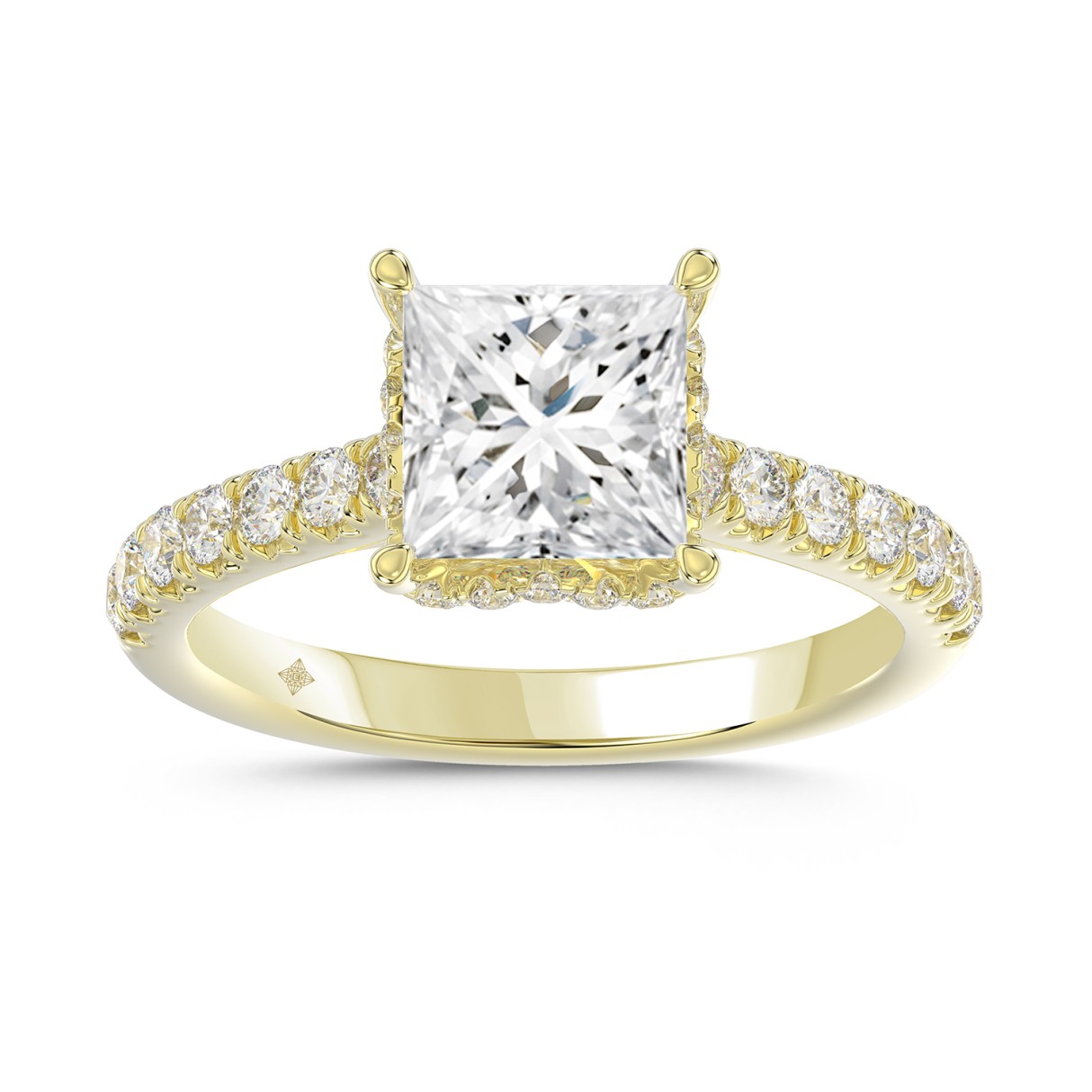 LADIES RING 2 1/2CT ROUND/PRINCESS DIAMOND 14K YELLOW GOLD (CENTER STONE PRINCESS DIAMOND 2CT ) - Image 1