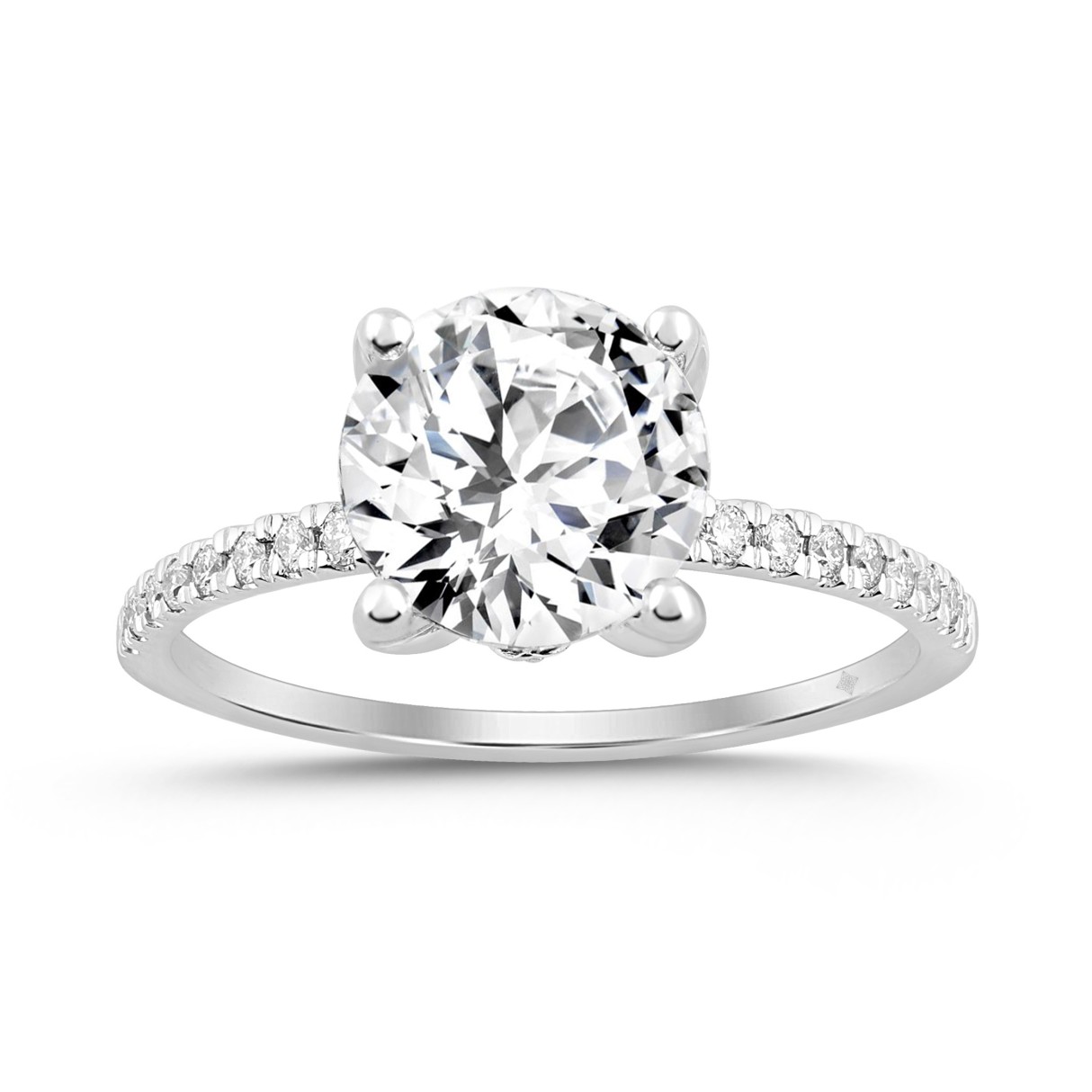 LADIES RING 2 1/4CT ROUND DIAMOND 14K WHITE GOLD (CENTER STONE ROUND DIAMOND 2CT ) - Image 1
