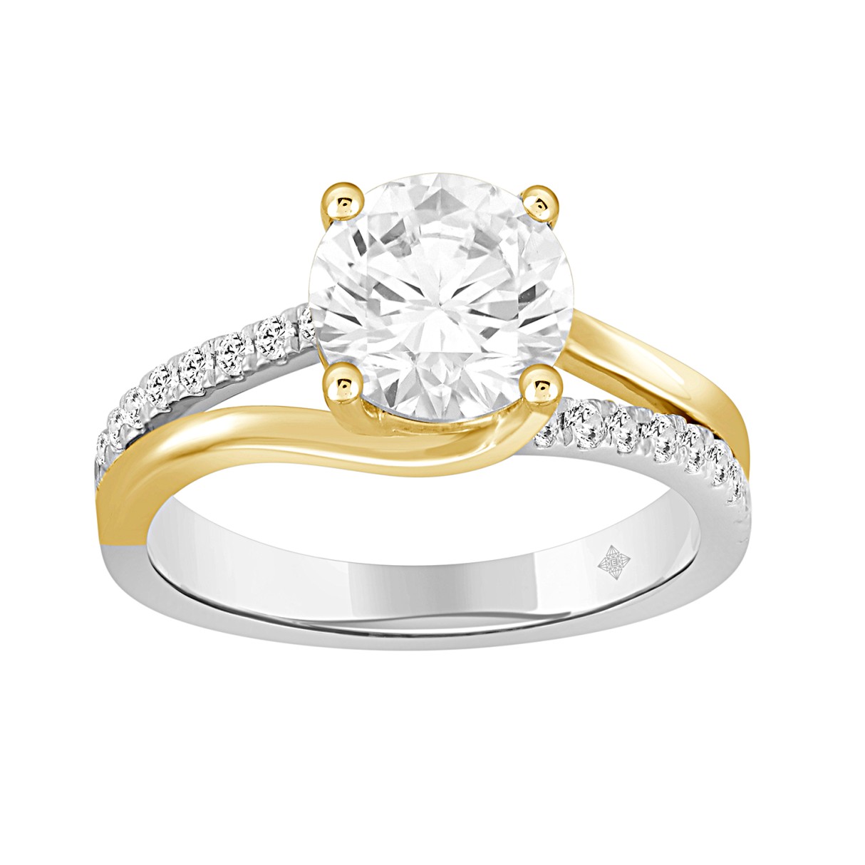LADIES RING 2 1/4CT ROUND DIAMOND 14K WHITE/YELLOW GOLD (CENTER STONE ROUND DIAMOND 2CT ) - Image 1