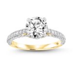 LADIES RING 2 1/4CT ROUND DIAMOND 14K YELLOW GOLD (CENTER STONE ROUND DIAMOND 1 1/2CT )