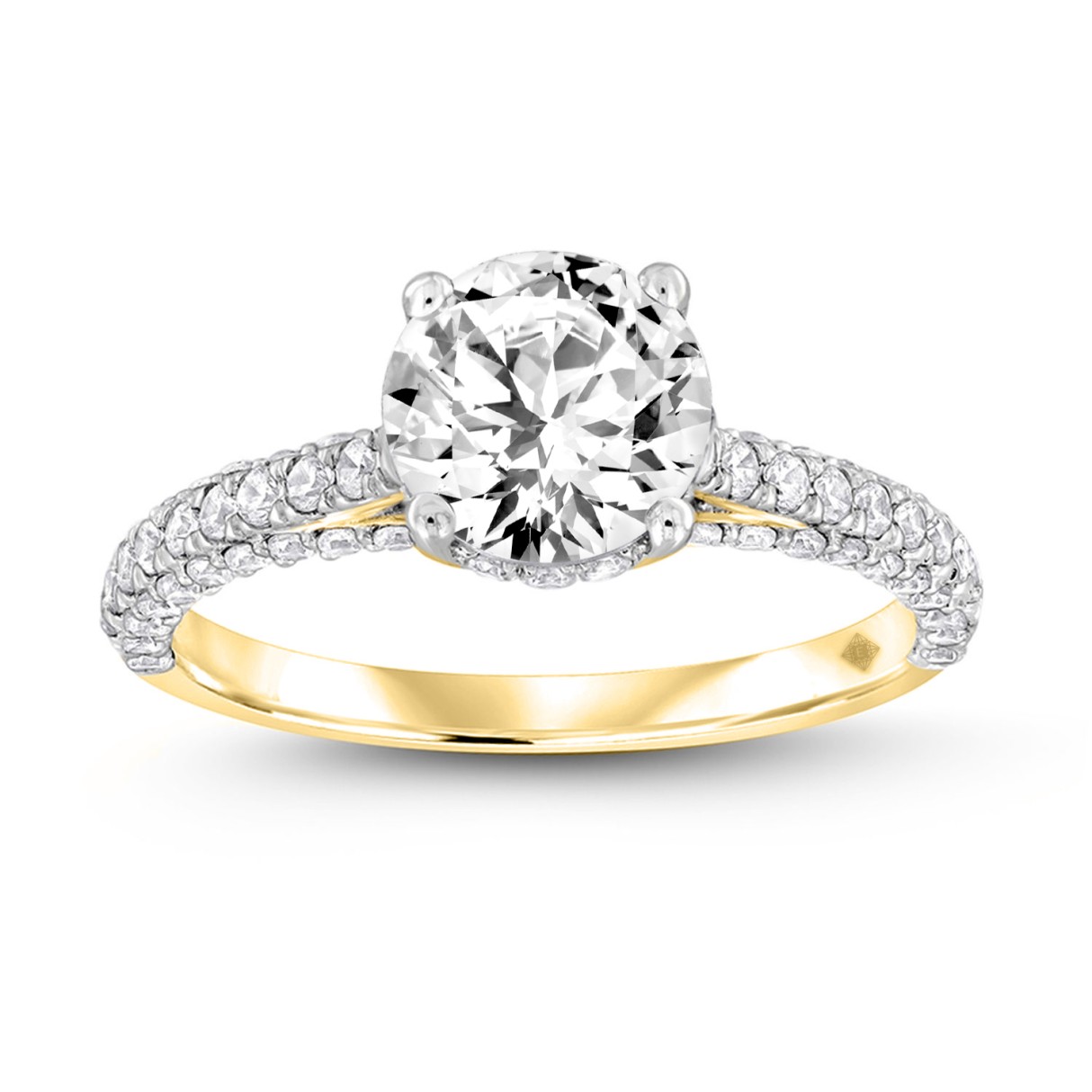 LADIES RING 2 1/4CT ROUND DIAMOND 14K YELLOW GOLD (CENTER STONE ROUND DIAMOND 1 1/2CT ) - Image 1