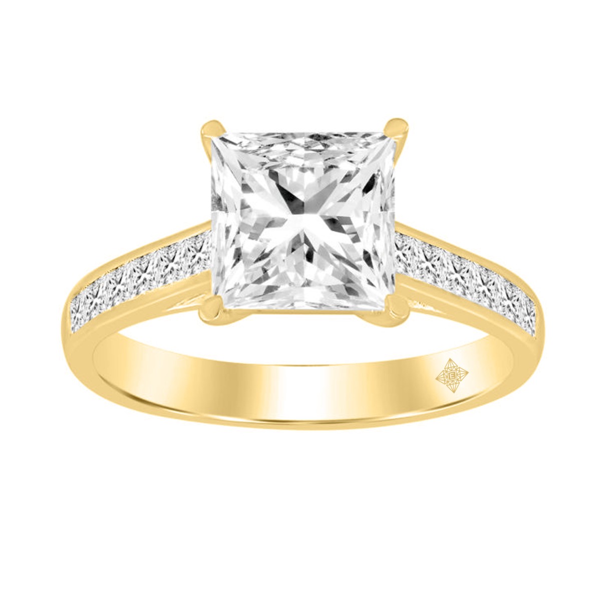 LADIES RING 2CT PRINCESS DIAMOND 14K YELLOW GOLD (CENTER STONE PRINCESS DIAMOND 1 1/2CT ) - Image 1