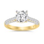 LADIES RING 2CT ROUND DIAMOND 14K YELLOW GOLD (CENTER STONE ROUND DIAMOND 1 1/2CT )
