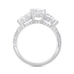 LADIES RING 3 1/2CT ROUND/EMERALD/TRILLION DIAMOND 14K WHITE GOLD (CENTER STONE EMERALD DIAMOND 2CT ) - Image 2