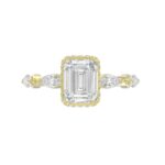LADIES RING 3 1/2CT ROUND/MARQUISE/EMERALD DIAMOND 14K YELLOW GOLD (CENTER STONE EMERALD DIAMOND 3.00CT) - Image 2