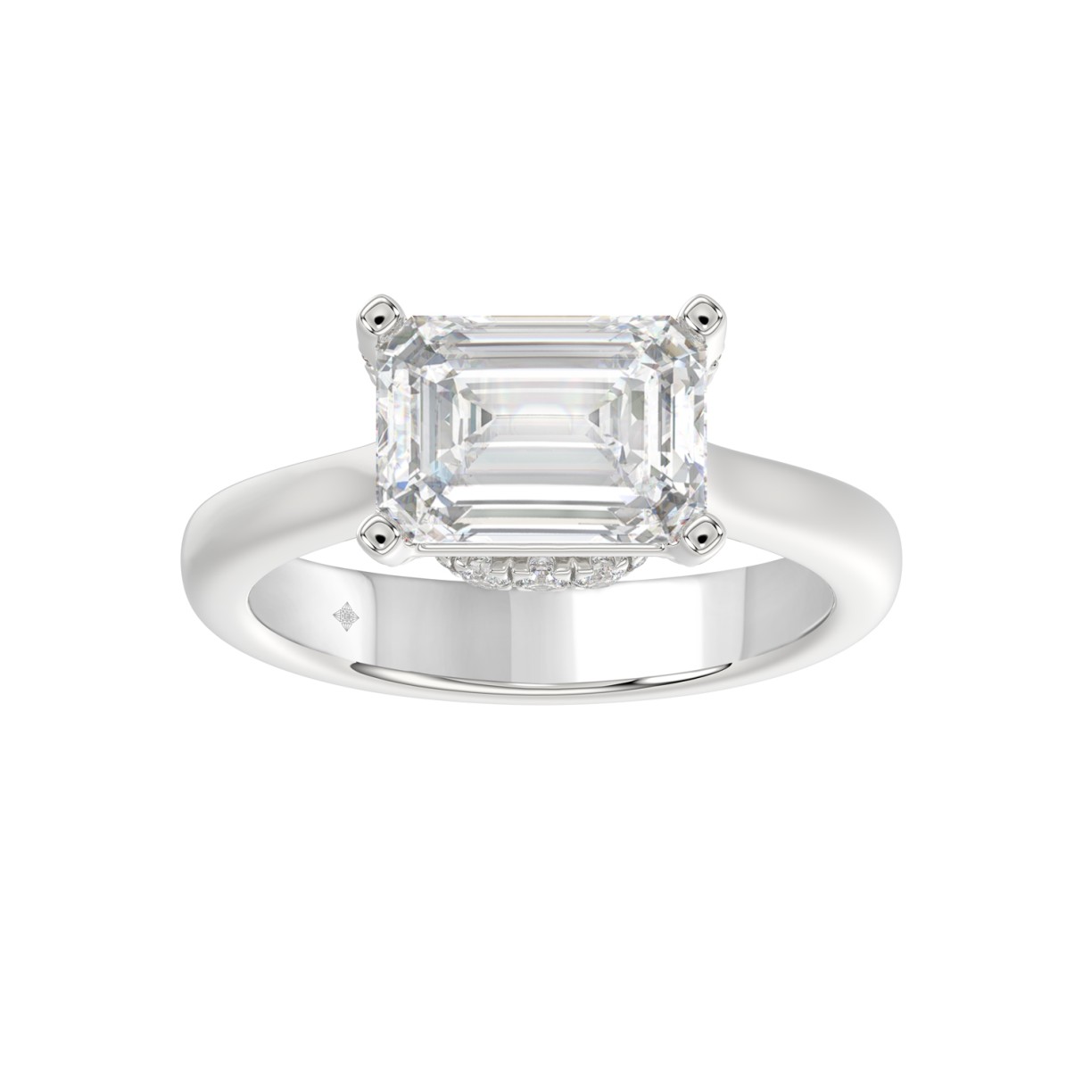 LADIES RING 3 1/4CT ROUND/EMERALD DIAMOND 14K WHITE GOLD (CENTER STONE EMERALD DIAMOND 3CT) - Image 1