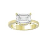 LADIES RING 3 1/4CT ROUND/EMERALD DIAMOND 14K YELLOW GOLD (CENTER STONE EMERALD DIAMOND 3.00CT)