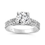 LADIES RING 3CT ROUND/EMERALD DIAMOND 14K WHITE GOLD (CENTER STONE ROUND DIAMOND 2.00CT)