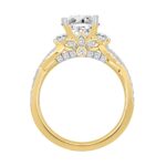 LADIES RING 3CT ROUND/HALF MOON/EMERALD DIAMOND 14K YELLOW GOLD (CENTER STONE EMERALD DIAMOND 2CT ) - Image 2