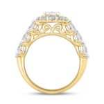 LADIES RING 3CT ROUND/OVAL DIAMOND 14K YELLOW GOLD (CENTER STONE OVAL DIAMOND 1CT ) - Image 2