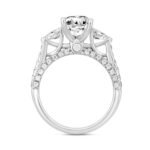 LADIES RING 3CT ROUND/PEAR/OVAL DIAMOND 14K WHITE GOLD (CENTER STONE OVAL DIAMOND 2CT ) - Image 2