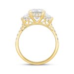 LADIES RING 3CT ROUND/TRAPEZOID DIAMOND 14K YELLOW GOLD (CENTER STONE ROUND DIAMOND 2CT ) - Image 2