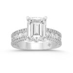 LADIES RING 4 1/4CT ROUND/EMERALD DIAMOND 14K WHITE GOLD (CENTER STONE EMERALD DIAMOND 3CT )