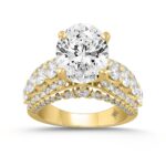 LADIES RING 6 1/4CT ROUND/OVAL DIAMOND 14K YELLOW GOLD (CENTER STONE OVAL DIAMOND 4CT )
