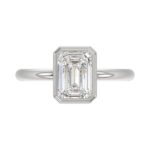 LADIES SOLITAIRE RING 3CT EMERALD DIAMOND 14K WHITE GOLD (CENTER STONE EMERALD DIAMOND 3CT ) - Image 5