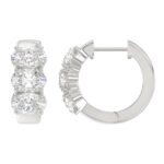 14K WHITE GOLD 3.00CT OVAL DIAMOND LADIES HOOPS EARRINGS - Image 2