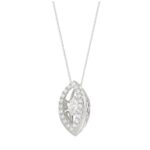 LADIES DANCING DIAMOND PENDANT WITH CHAIN 3/4CT ROUND/PEAR DIAMOND 14K WHITE GOLD (CENTER STONE PEAR DIAMOND 1/2CT) - Image 3