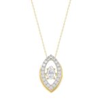 LADIES DANCING DIAMOND PENDANT WITH CHAIN 3/4CT ROUND/PEAR DIAMOND 14K YELLOW GOLD (CENTER STONE PEAR DIAMOND 1/2CT)