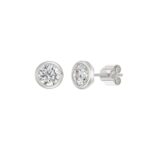 LADIES SOLITAIRE EARRINGS 2CT ROUND DIAMOND 14K WHITE GOLD - Image 3