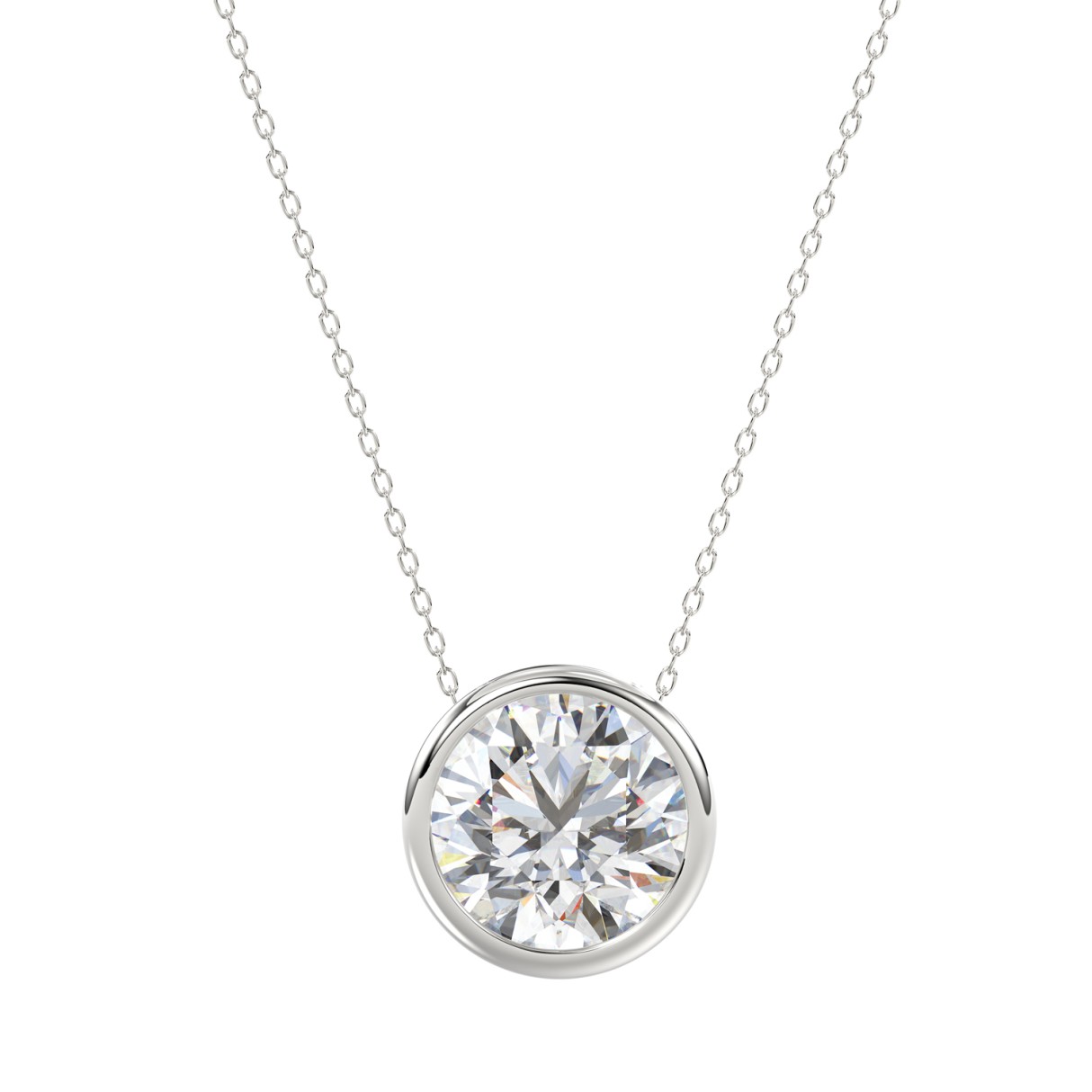 LADIES SOLITAIRE PENDANT 2CT ROUND DIAMOND 14K WHITE GOLD - Image 1