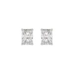 14K WHITE GOLD 3CT RADIANT DIAMOND LADIES SOLITAIRE EARRINGS