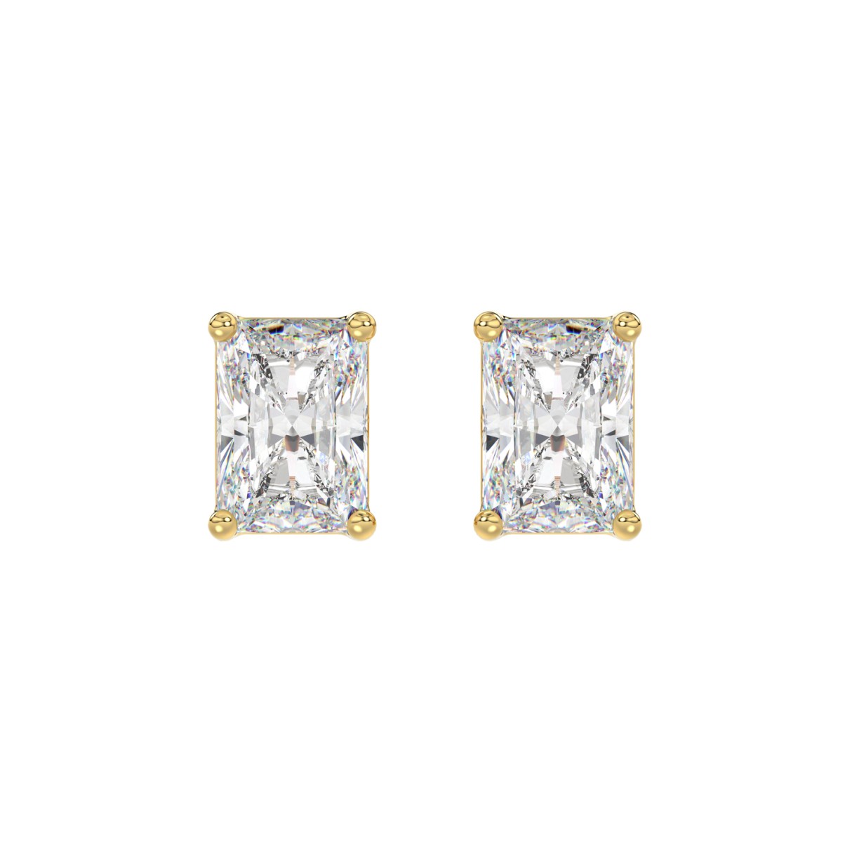 14K YELLOW GOLD 4CT RADIANT DIAMOND LADIES SOLITAIRE EARRINGS - Image 1