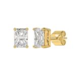 14K YELLOW GOLD 4CT RADIANT DIAMOND LADIES SOLITAIRE EARRINGS - Image 3