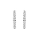 18K WHITE GOLD 1.00CT ROUND DIAMOND HOOP EARRINGS