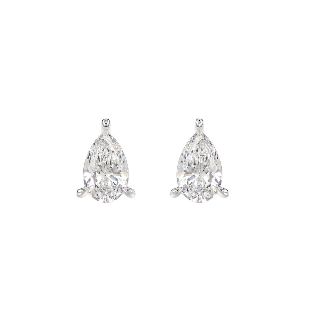 18K WHITE GOLD 2.00CT PEAR DIAMOND SOLITAIRE EARRINGS (TALON CLAWS LOCK) - Image 1