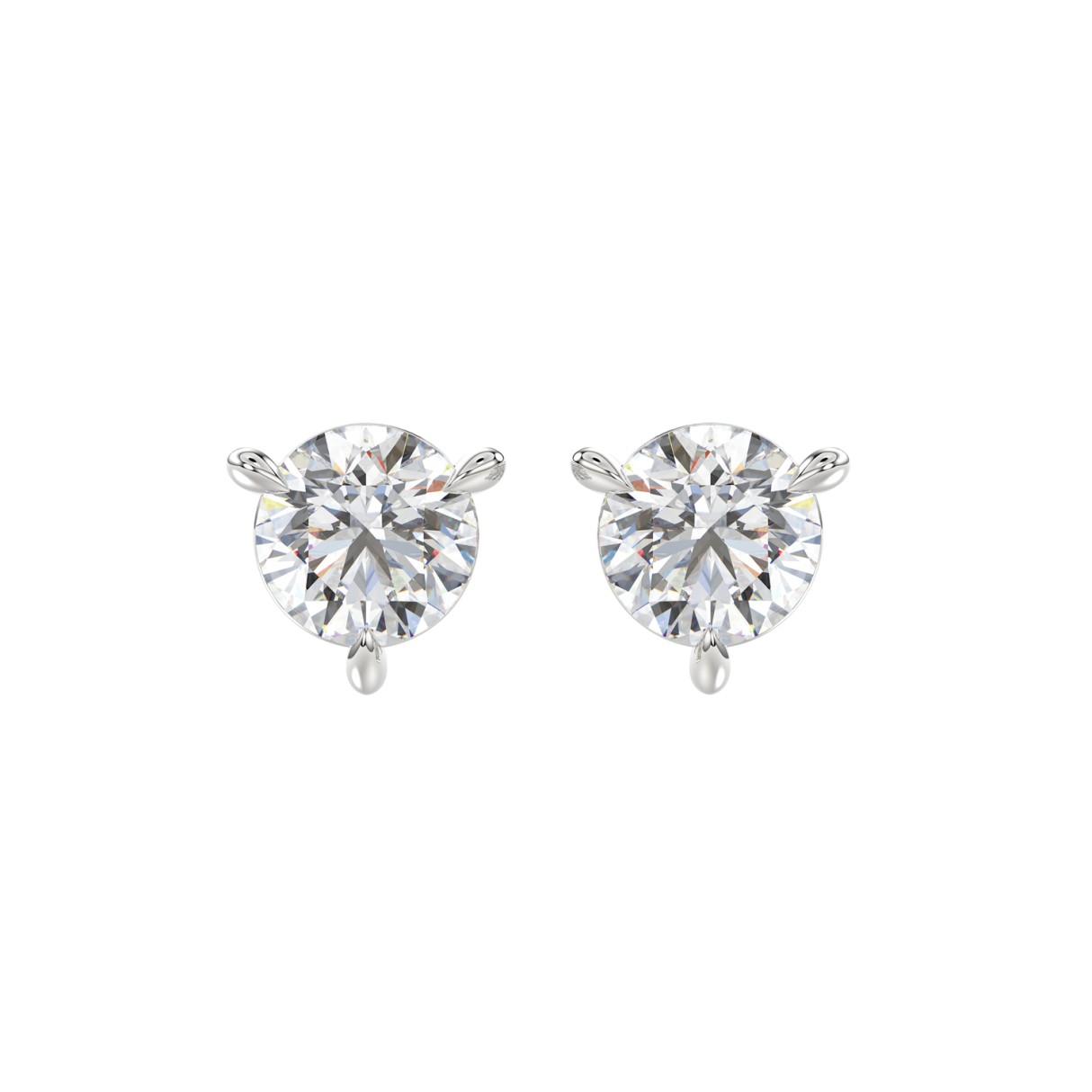 18K WHITE GOLD 2.00CT ROUND DIAMOND SOLITAIRE EARRINGS (TALON CLAWS LOCK) - Image 1