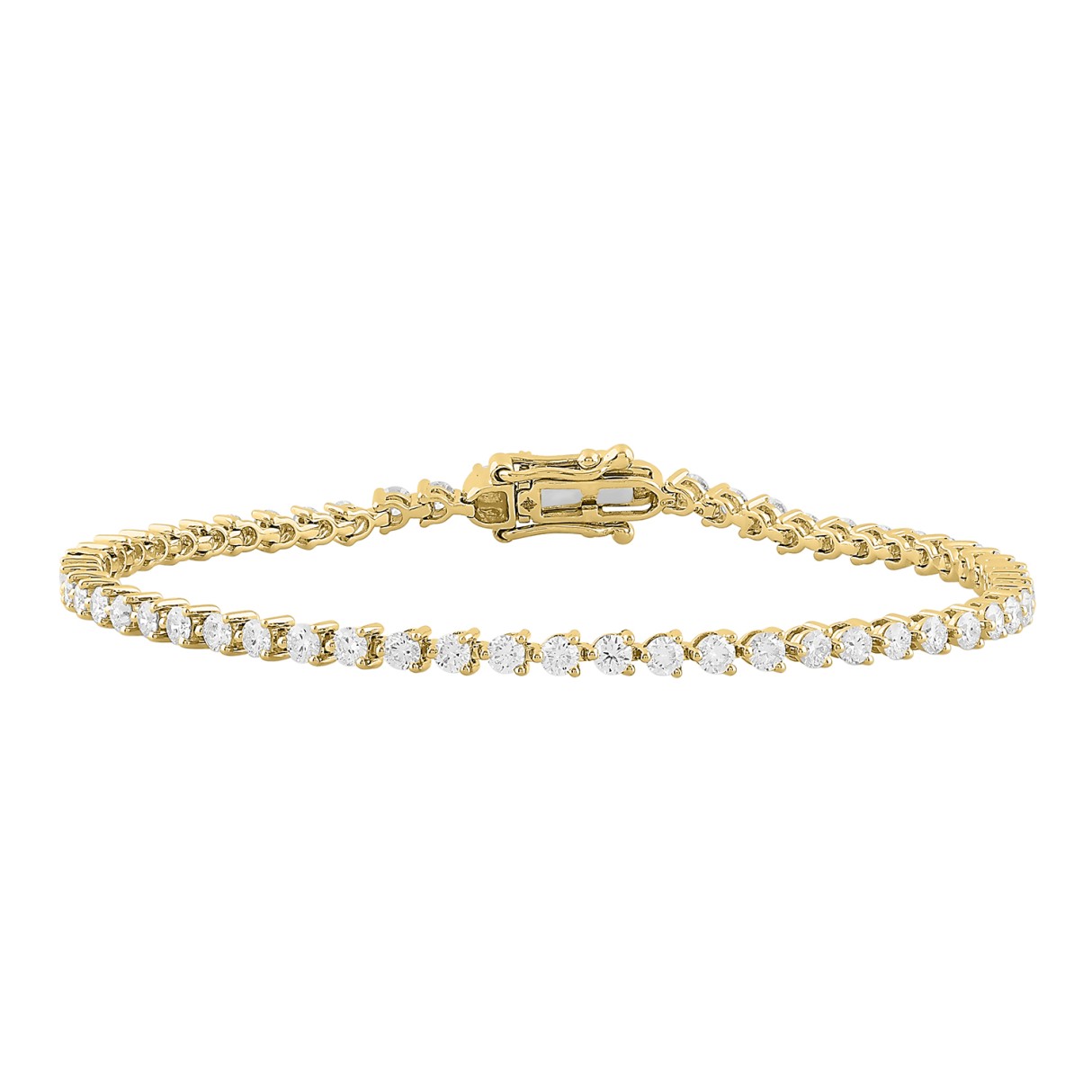 LADIES BRACELET 3CT ROUND DIAMOND 14K YELLOW GOLD - Image 1