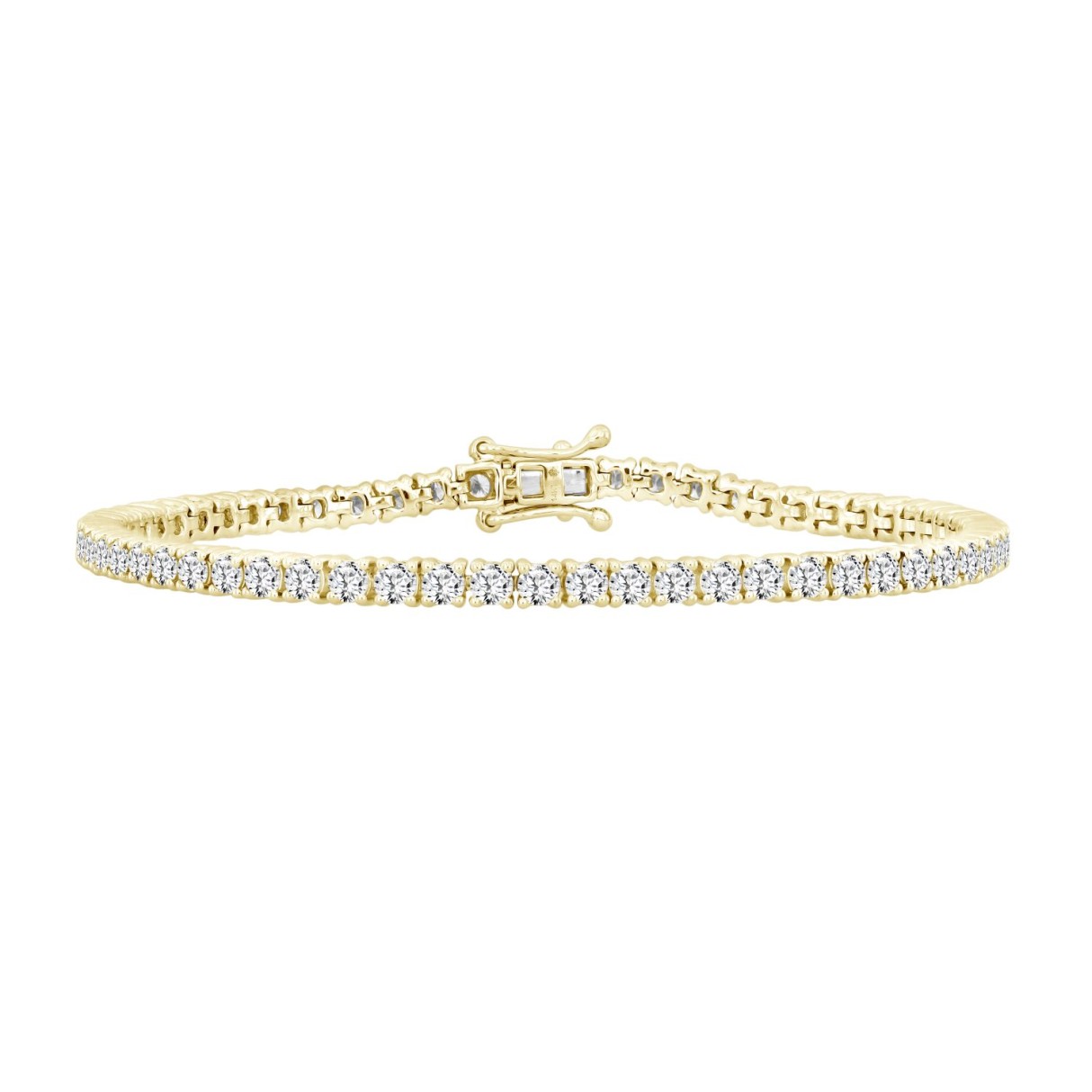 LADIES BRACELET 6CT ROUND DIAMOND 14K YELLOW GOLD - Image 1