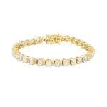 LADIES BRACELET 7CT ROUND/EMERALD DIAMOND 14K YELLOW GOLD