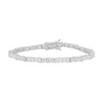 LADIES BRACELET 9 1/2CT EMERALD/OVAL DIAMOND 14K WHITE GOLD