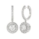 LADIES EARRINGS 3CT ROUND DIAMOND 14K WHITE GOLD (CENTER STONE ROUND DIAMOND 2CT ) - Image 3