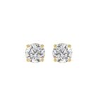 LADIES SOLITAIRE EARRINGS 1 1/3CT ROUND DIAMOND 14K YELLOW GOLD