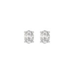 LADIES SOLITAIRE EARRINGS 1/2CT OVAL DIAMOND 14K WHITE GOLD (CENTER STONE OVAL DIAMOND 1/4CT )