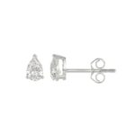 LADIES SOLITAIRE EARRINGS 1/2CT PEAR DIAMOND 14K WHITE GOLD - Image 2