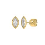 LADIES SOLITAIRE EARRINGS 1CT MARQUISE DIAMOND 14K YELLOW GOLD - Image 3