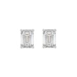 LADIES SOLITAIRE EARRINGS 2 1/2CT EMERALD DIAMOND 14K WHITE GOLD