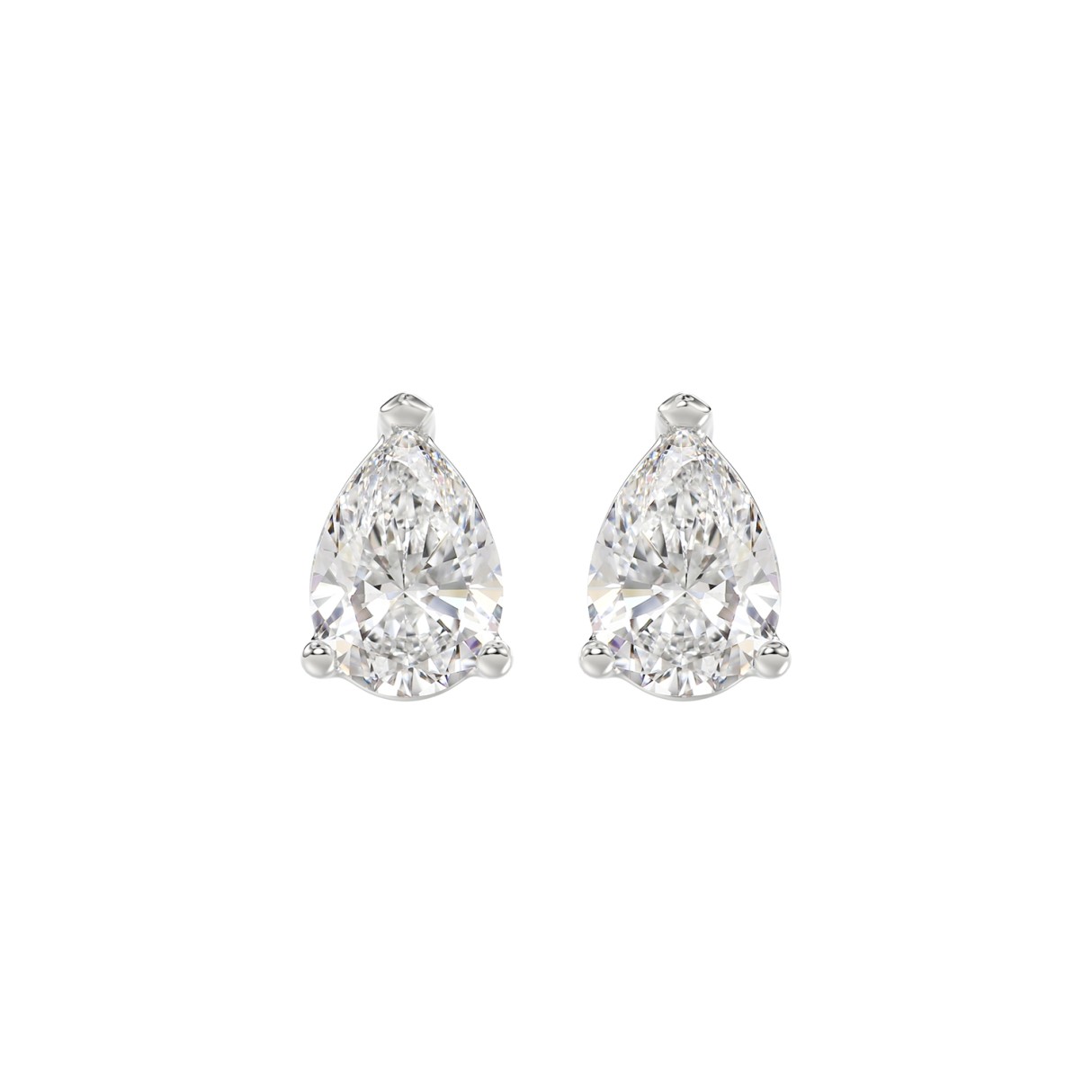 LADIES SOLITAIRE EARRINGS 2 1/2CT PEAR DIAMOND 14K WHITE GOLD - Image 1